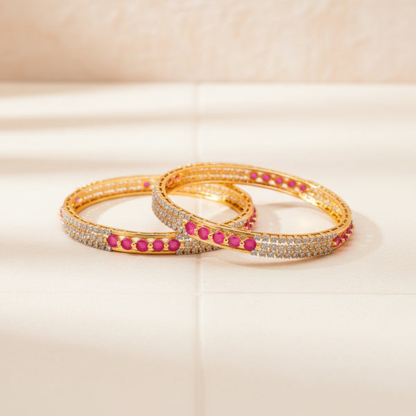 436749 Cz Classic Bangles With 2 Tone Plating