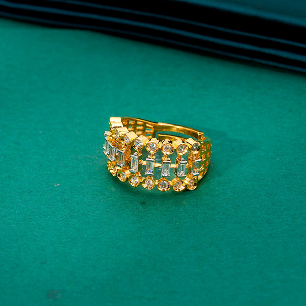 436802 Cz Classic Ring With Black 2 Tone Rhodium Plating