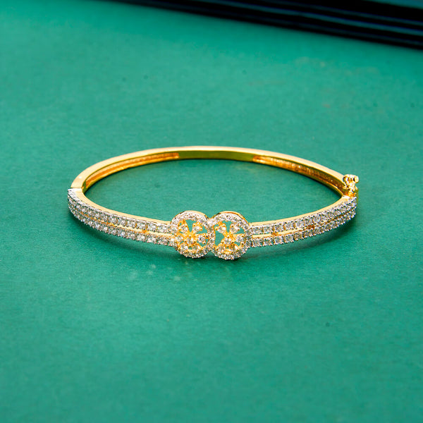 436806 Cubic Zirconia Delicate Kada With Mehndi Plating