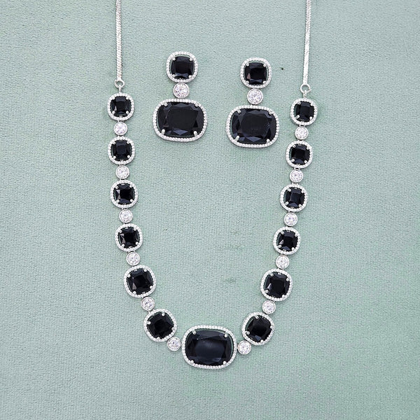 436808 Cz Classic Necklace With Rhodium Plating