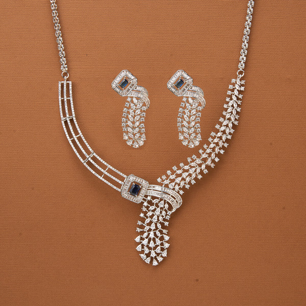 436810 Cubic Zirconia Classic Necklace With Rhodium Plating