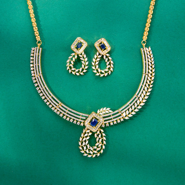 436940 Cz Classic Necklace Set With 2 Tone Plating