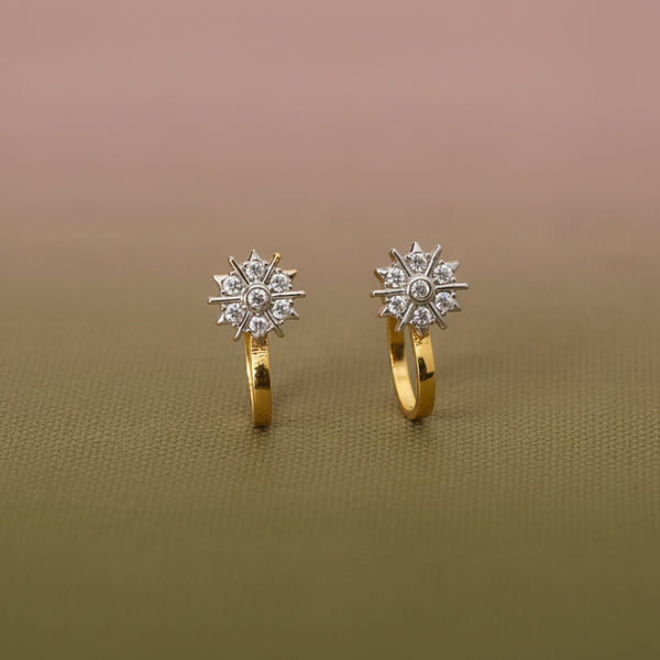 436964 Cubic Zirconia Delicate Nose Ring With Gold 2 Tone Rhodium Plating