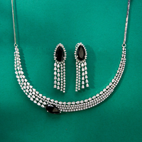 436986 Cz Classic Necklace With Rhodium Plating