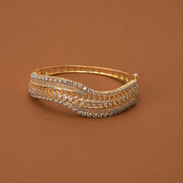 436992 Cubic Zirconia Classic Kada With 2 Tone Rhodium Plating