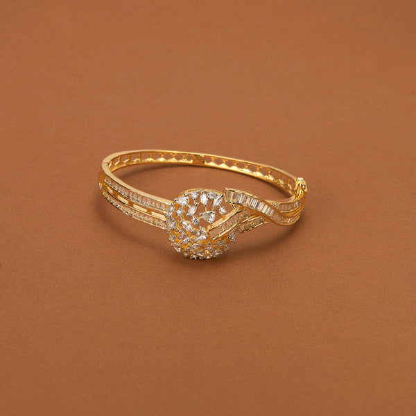 436994 Cubic Zirconia Classic Kada With 2 Tone Rhodium Plating