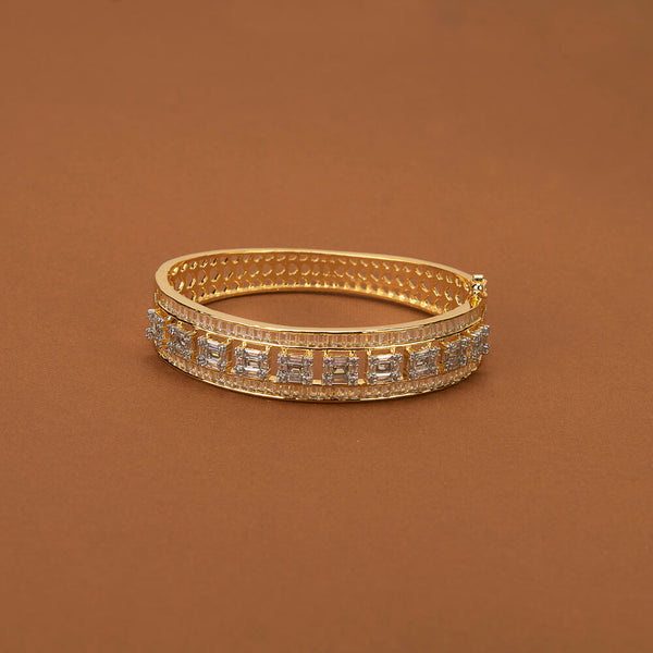 436995 Cubic Zirconia Classic Kada With 2 Tone Rhodium Plating