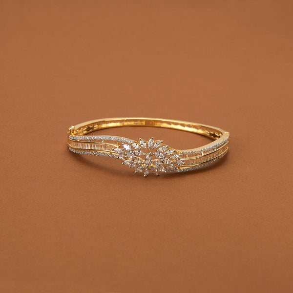 436996 Cubic Zirconia Classic Kada With 2 Tone Rhodium Plating