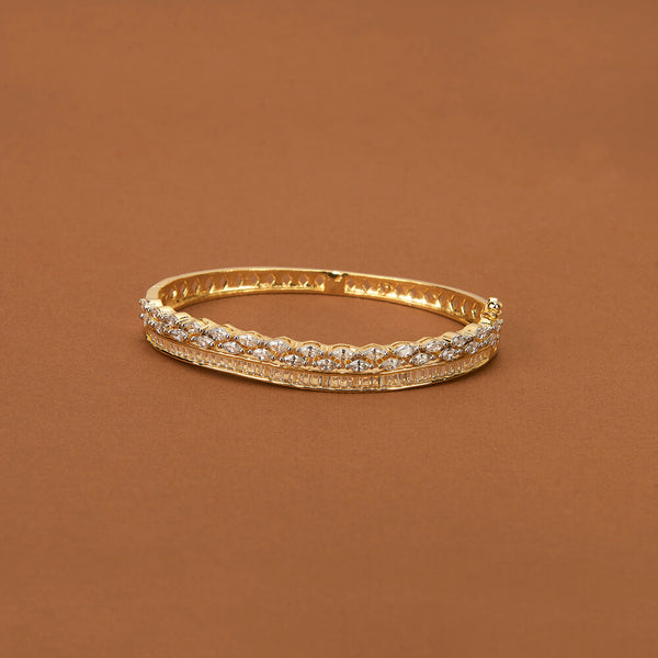 436998 Cubic Zirconia Classic Kada With 2 Tone Rhodium Plating