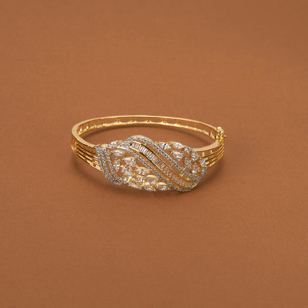 436999 Cubic Zirconia Classic Kada With 2 Tone Rhodium Plating