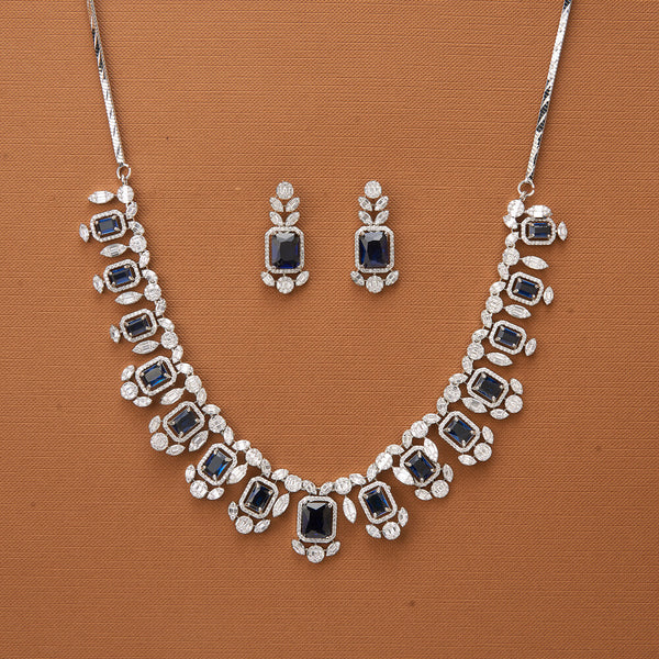 437042 Cubic Zirconia Classic Necklace With Rhodium Plating