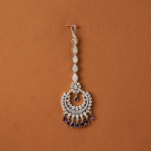 437044 Cubic Zirconia Classic Tikka With Rhodium Plating