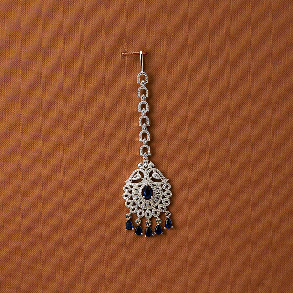 437046 Cubic Zirconia Classic Tikka With Rhodium Plating