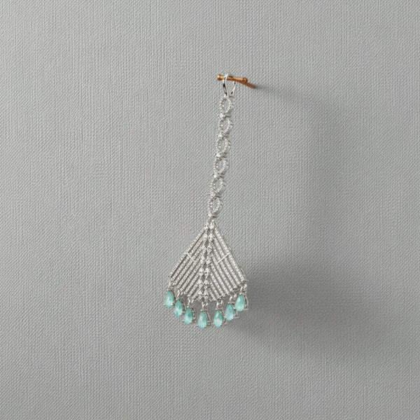 437047 Cubic Zirconia Classic Tikka With Rhodium Plating