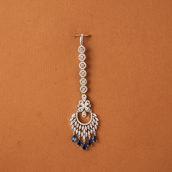 437048 Cubic Zirconia Classic Tikka With Rhodium Plating