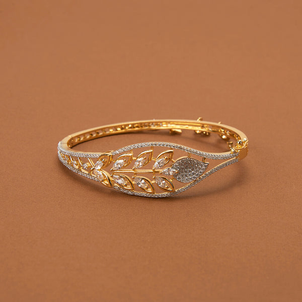 437058 Cubic Zirconia Classic Kada With 2 Tone Rhodium Plating