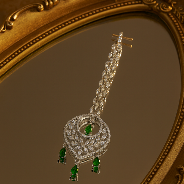 437079 Cubic Zirconia Classic Tikka With Rhodium Plating