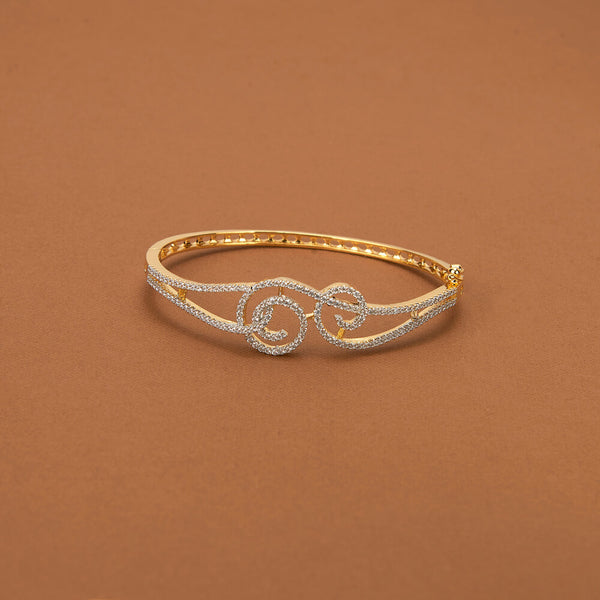 437091 Cubic Zirconia Classic Kada With 2 Tone Rhodium Plating