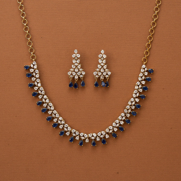 437095 Cubic Zirconia Classic Necklace With Mehndi Plating