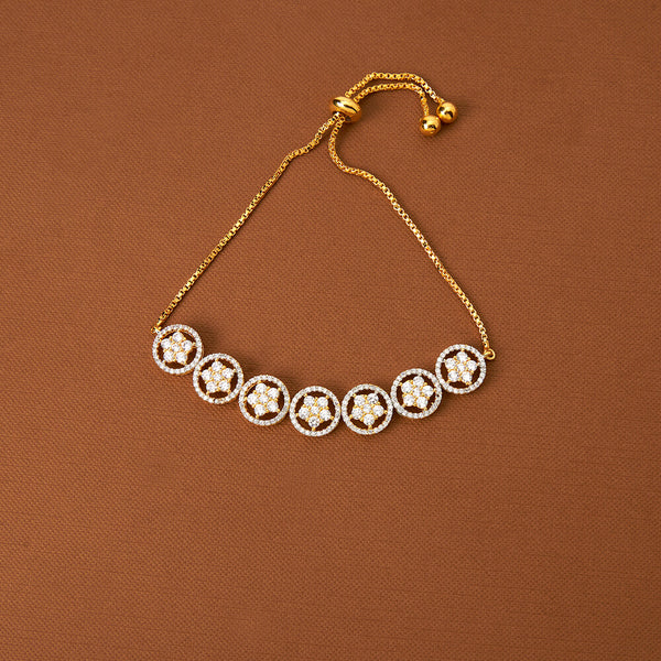 437097 Cubic Zirconia Classic Bracelet With 2 Tone Rhodium Plating