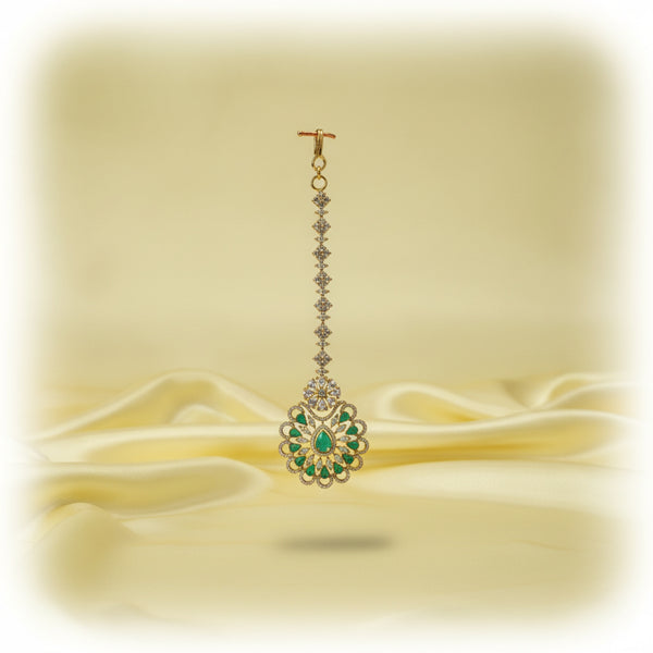 437112 Cubic Zirconia Classic Tikka With Mehndi Plating