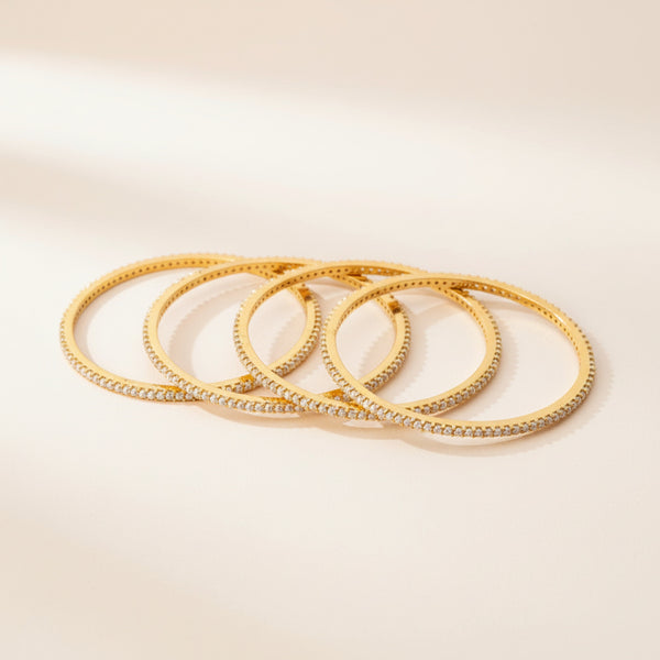 437122 Cubic Zirconia Moti Bangles With Gold Plating