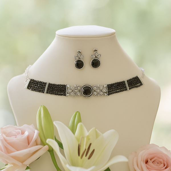 437133 Cubic Zirconia Bandhai Necklace With Rhodium Plating