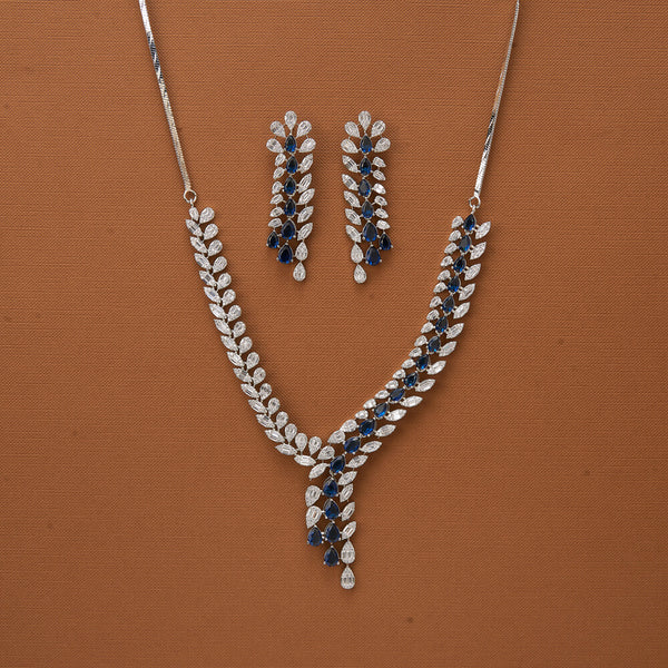 437139 Cubic Zirconia Classic Necklace With Rhodium Plating