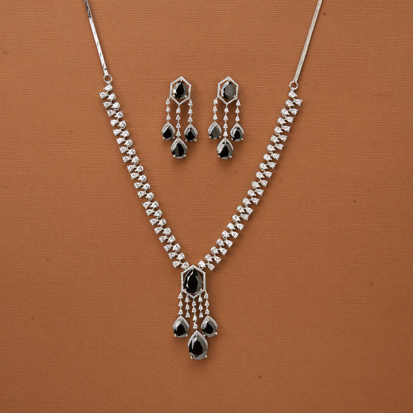 437141 Cubic Zirconia Classic Necklace With Rhodium Plating