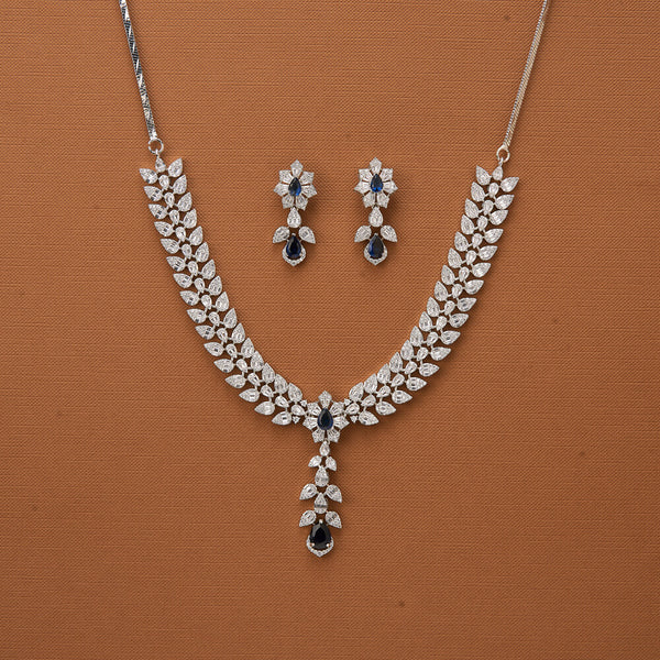 437142 Cubic Zirconia Classic Necklace With Rhodium Plating