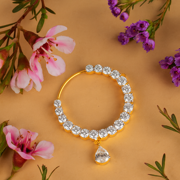 437158 Cz Classic Nose Ring With 2 Tone Plating