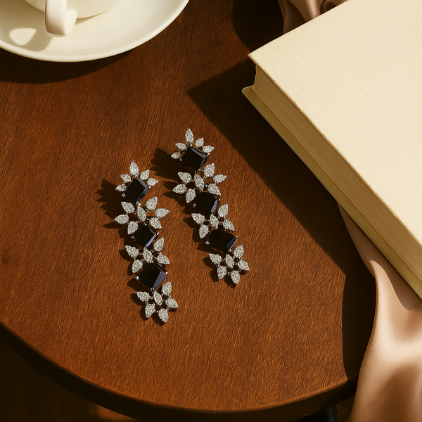 437170 Cz Classic Earring With Rhodium Plating