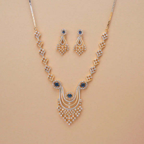 437185 Cz Classic Necklace Set With 2 Tone Plating