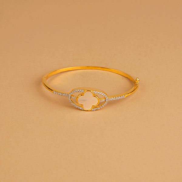 437226 Cubic Zirconia Openable Kada With 2 Tone Rhodium Plating