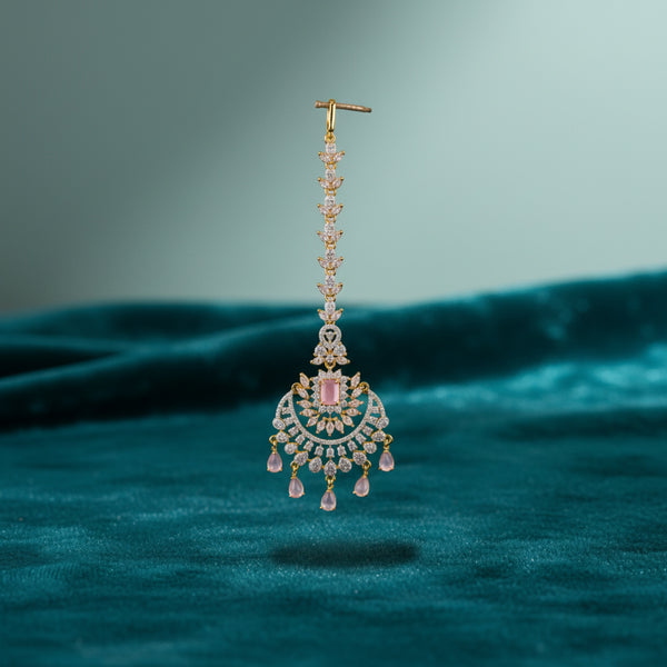 437227 Cubic Zirconia Classic Tikka With 2 Tone Plating