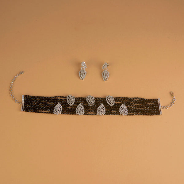 437242 Cz Choker Necklace With Rhodium Plating