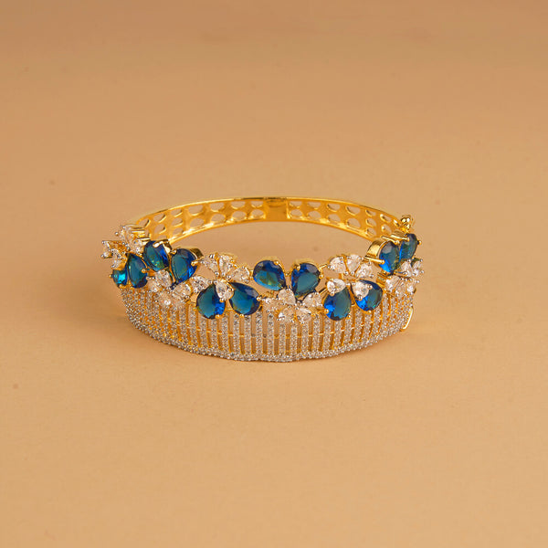 437253 Cubic Zirconia Broad Kada With 2 Tone Plating