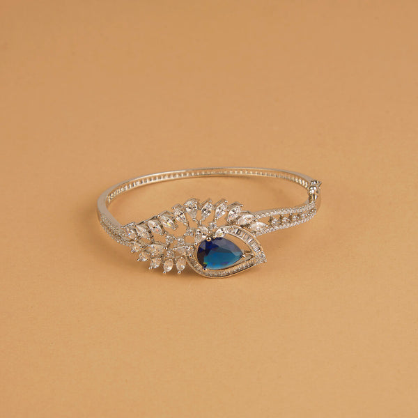 437255 Cubic Zirconia Openable Kada With Rhodium Plating