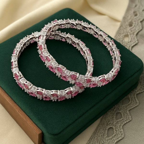 437283 Cz Classic Bangles With Rhodium Plating