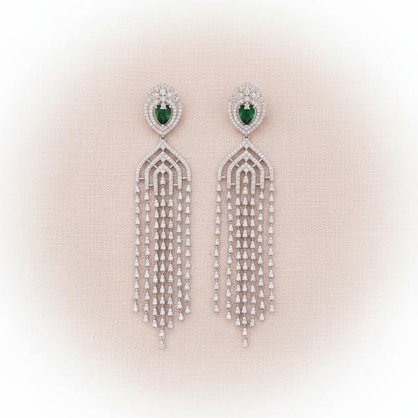 437287 Cz Classic Earring With Rhodium Plating