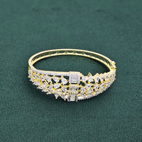 437295 Cz Openable Kada With 2 Tone Rhodium Plating