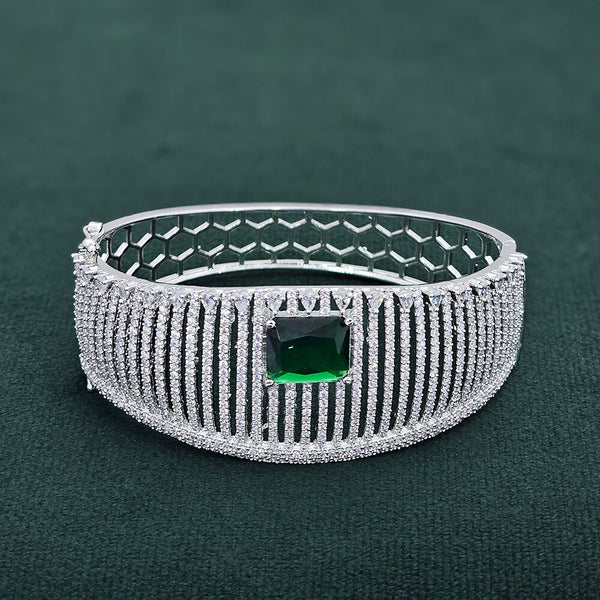 437296 Cz Openable Kada With Rhodium Plating