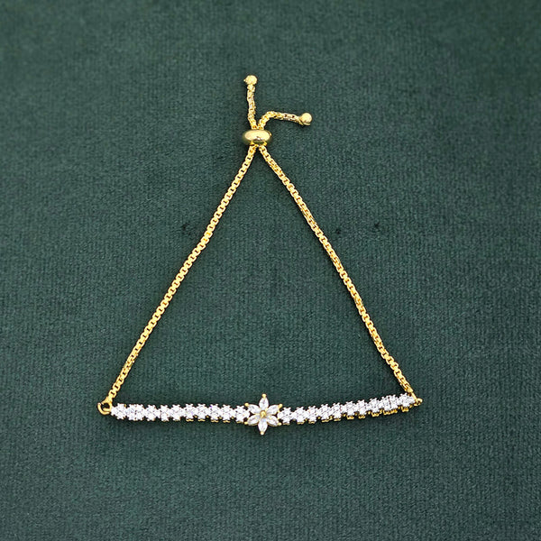 437302 Cz Adjustable Bracelet With 2 Tone Rhodium Plating