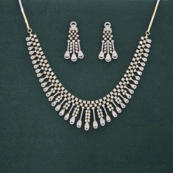 437361 Cz Classic Necklace With 2 Tone Rhodium Plating