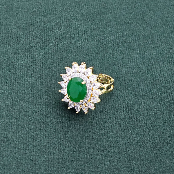 437382 Cubic Zirconia Classic Ring With 2 Tone Plating