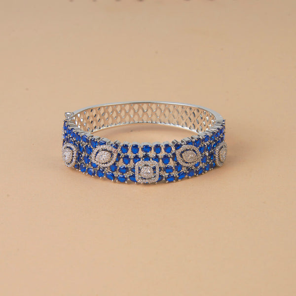 437401 Cubic Zirconia Openable Kada With Rhodium Plating