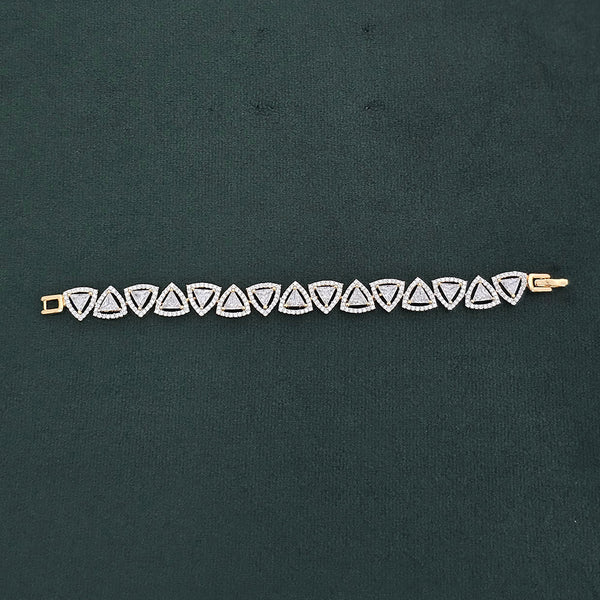 437414 Cz Classic Bracelet With 2 Tone Rhodium Plating