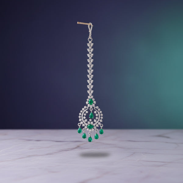 437421 Cubic Zirconia Classic Tikka With Rhodium Plating