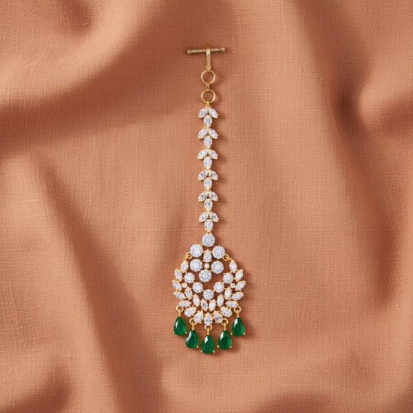 437431 Cubic Zirconia Classic Tikka With 2 Tone Plating