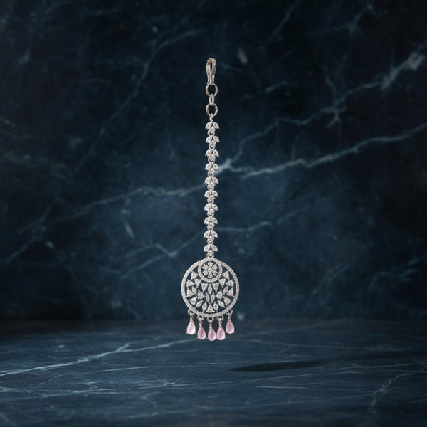 437434 Cubic Zirconia Classic Tikka With Rhodium Plating